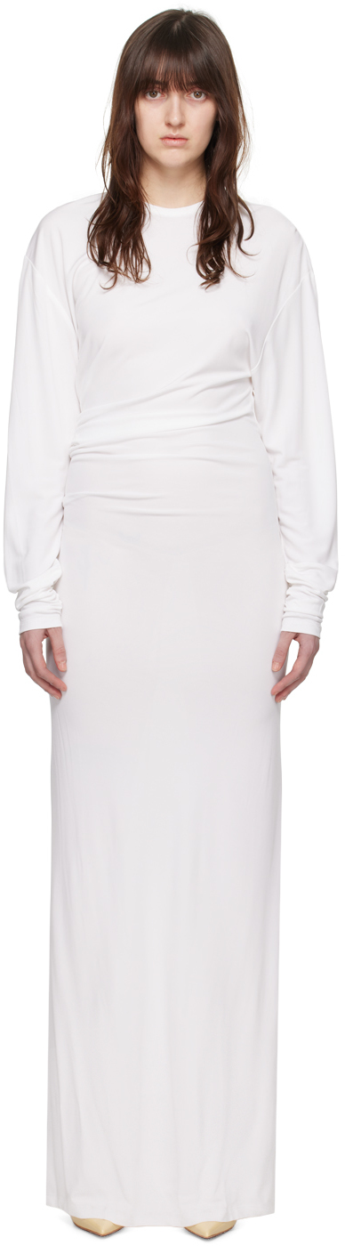 Christopher Esber: White Side Cowl Maxi Dress | SSENSE