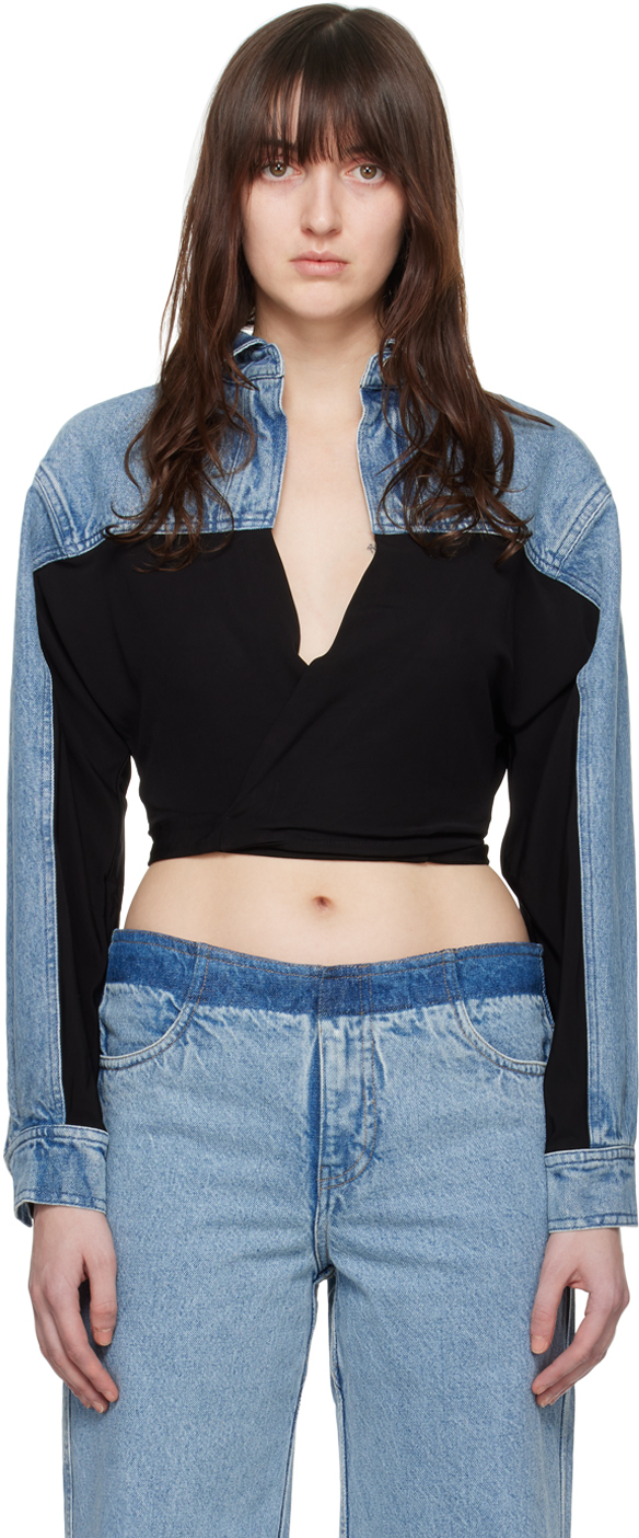 Crop top in maglia stretch con cristalli decorativi e cut-out CHRISTOPHER  ESBER da donna