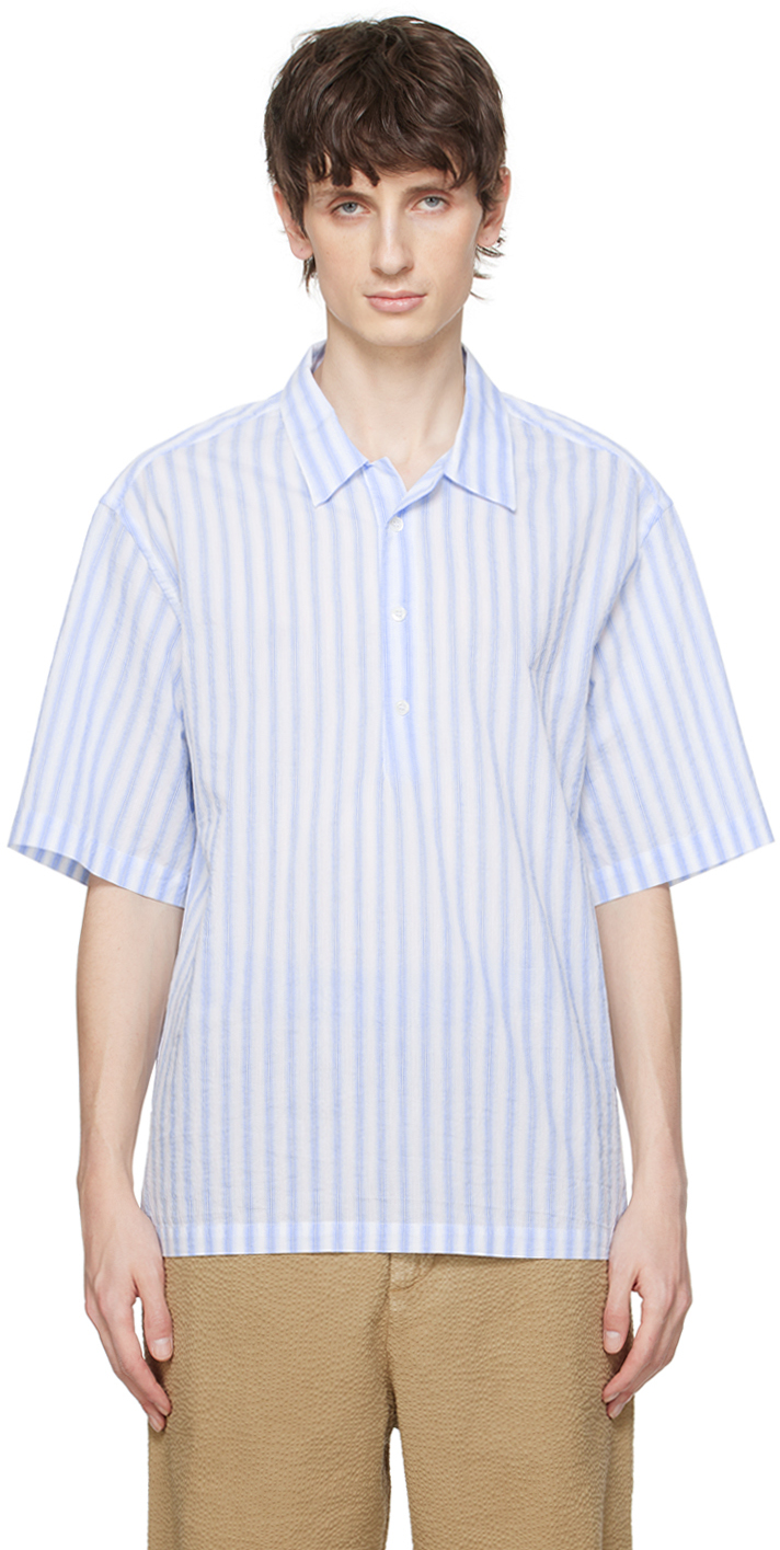 White & Blue Mola Barai Shirt