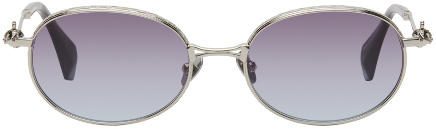 Silver Oval Metal Sunglasses