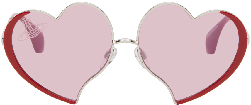 Vivienne Westwood Silver & Red Lovelace Sunglasses In 800 Shiny Silver