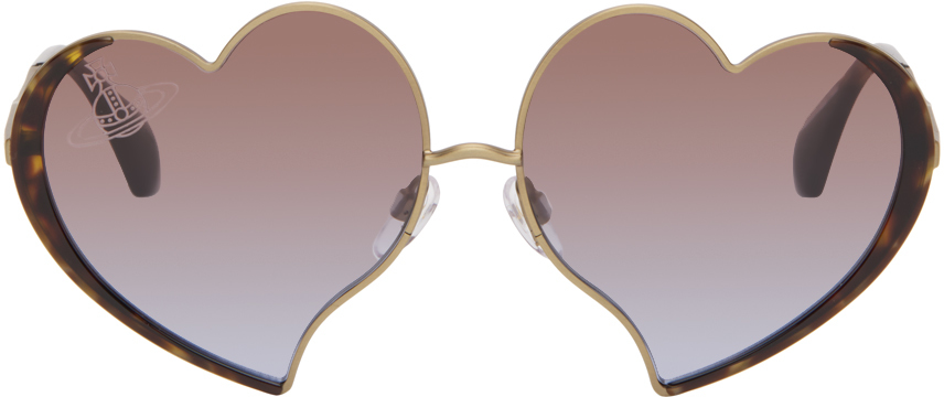 Vivienne Westwood Gold & Tortoiseshell Lovelace Sunglasses In 407 Antique Gold