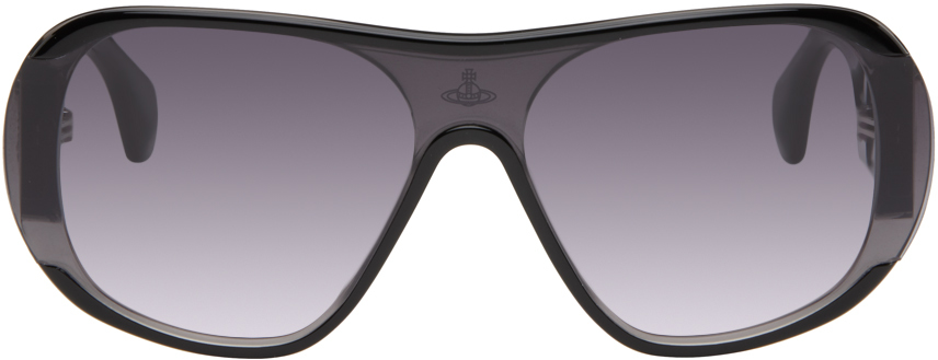 Vivienne Westwood Black Atlanta Sunglasses In 091 Gloss Black