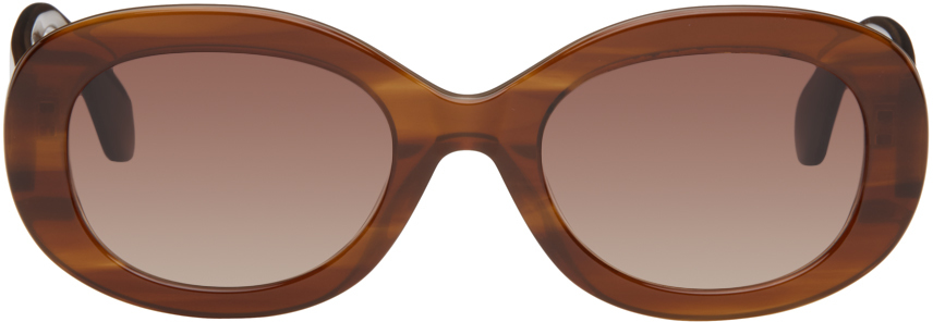 Vivienne Westwood Brown Round Sunglasses In 158 Brown Horn