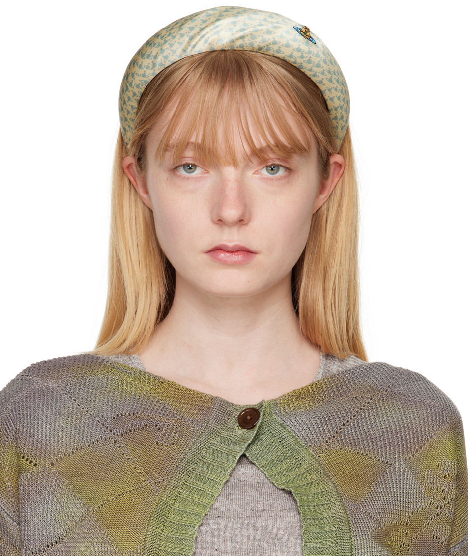 Shop Vivienne Westwood Off-white Embroidered Headband In A408 Cream
