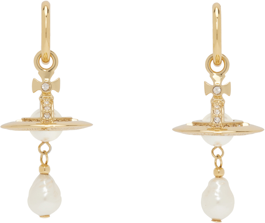 Shop Vivienne Westwood Gold Aleksa Earrings In R496 Gold/creamrose