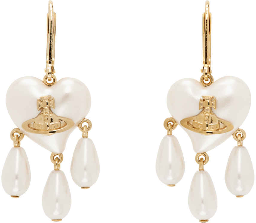 Vivienne Westwood Gold & White Sheryl Earrings In R107 Gold/creamrose