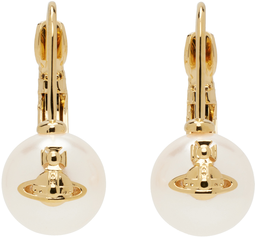 Shop Vivienne Westwood Gold & White Gia Drop Earrings In R107 Gold Creamrose