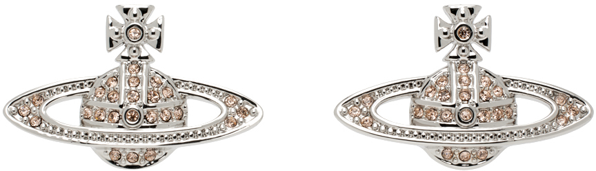 Shop Vivienne Westwood Silver Mini Bas Relief Earrings In P444 Platinum/light