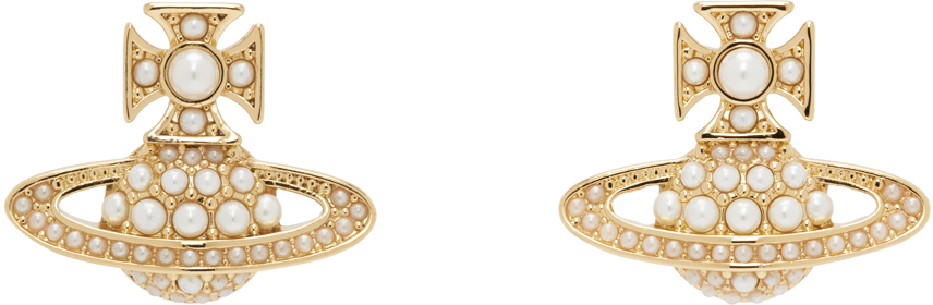 Shop Vivienne Westwood Gold Luzia Bas Relief Earrings In R313 Gold/cream Pear