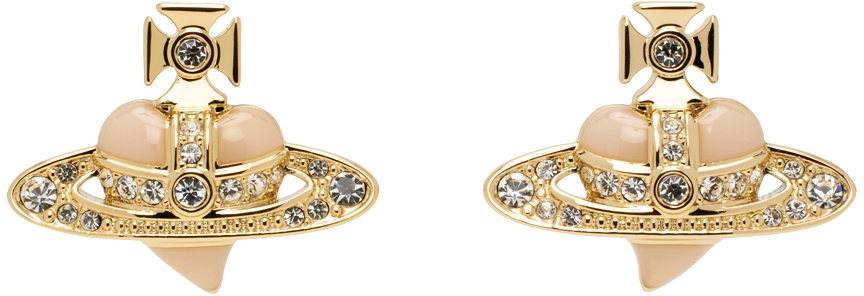 Gold New Diamante Heart Earrings