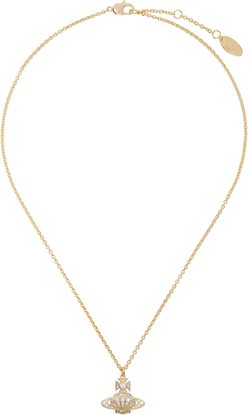 Shop Vivienne Westwood Gold Natalina Pendant Necklace In R102 Gold/white Cz