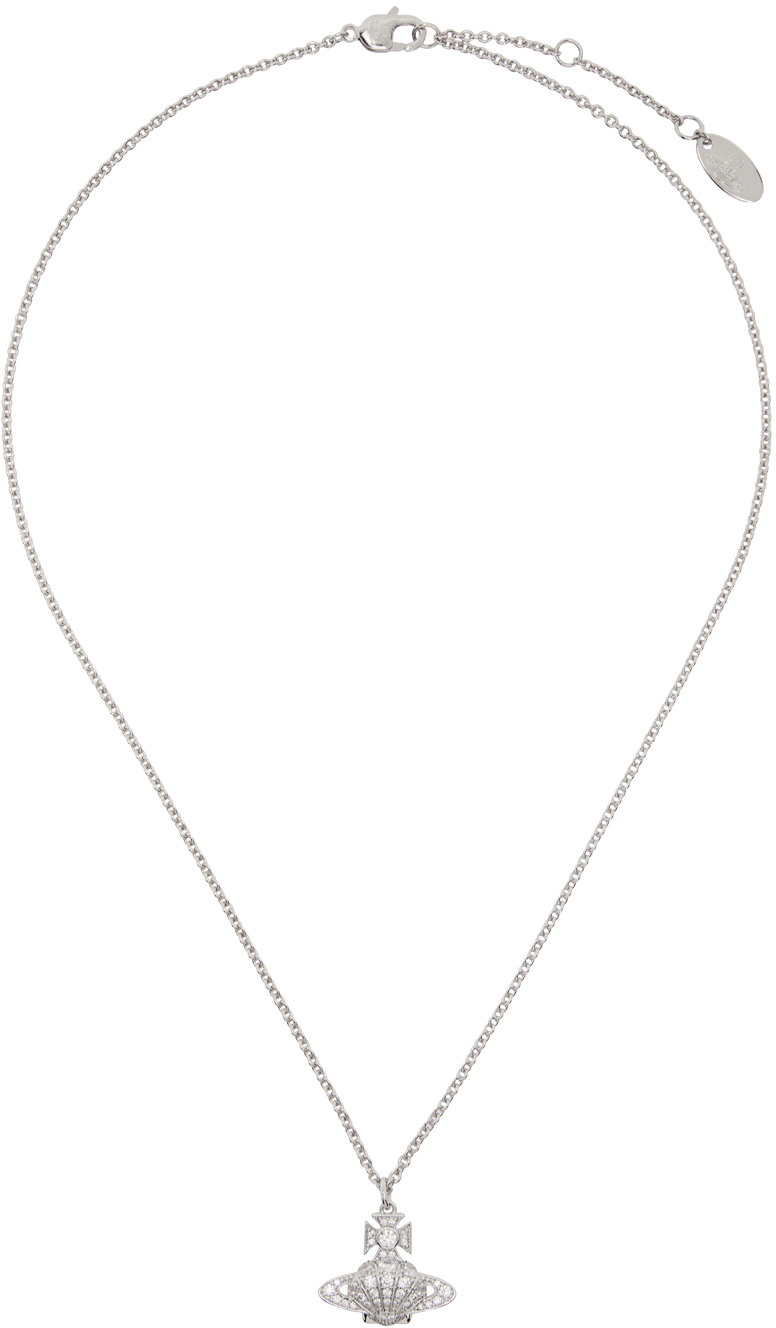 Shop Vivienne Westwood Silver Natalina Pendant Necklace In P102 Platinum/white