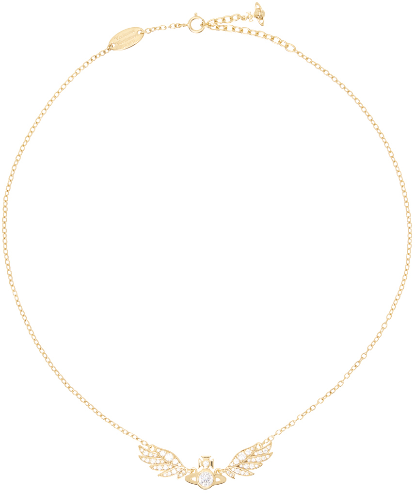 Shop Vivienne Westwood Gold Dawna Necklace In R102 Gold/white Cz