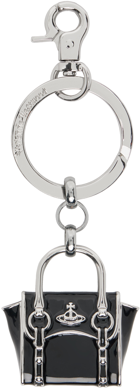 Silver & Black Metal Betty Keychain by Vivienne Westwood on Sale