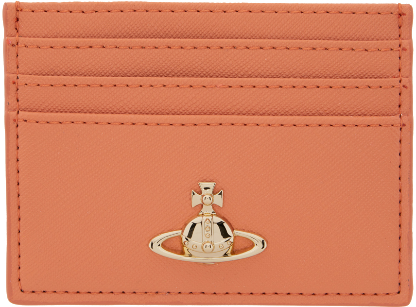 Shop Vivienne Westwood Orange Saffiano Card Holder In F401 Orange