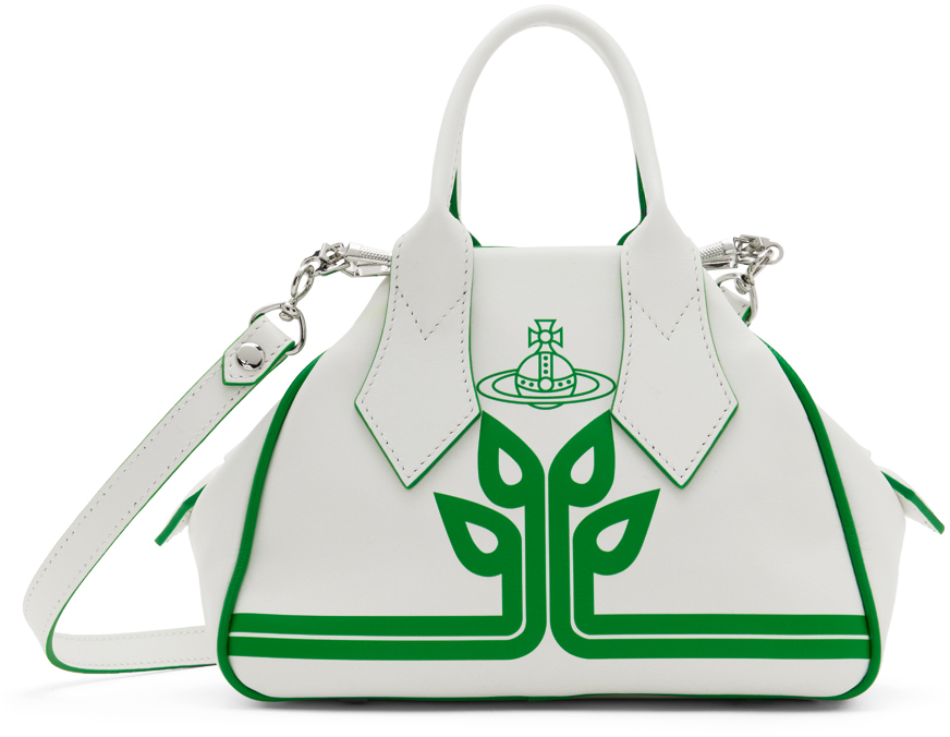 Shop Vivienne Westwood White & Green Yasmine Small Bag In M301 White/green Tr