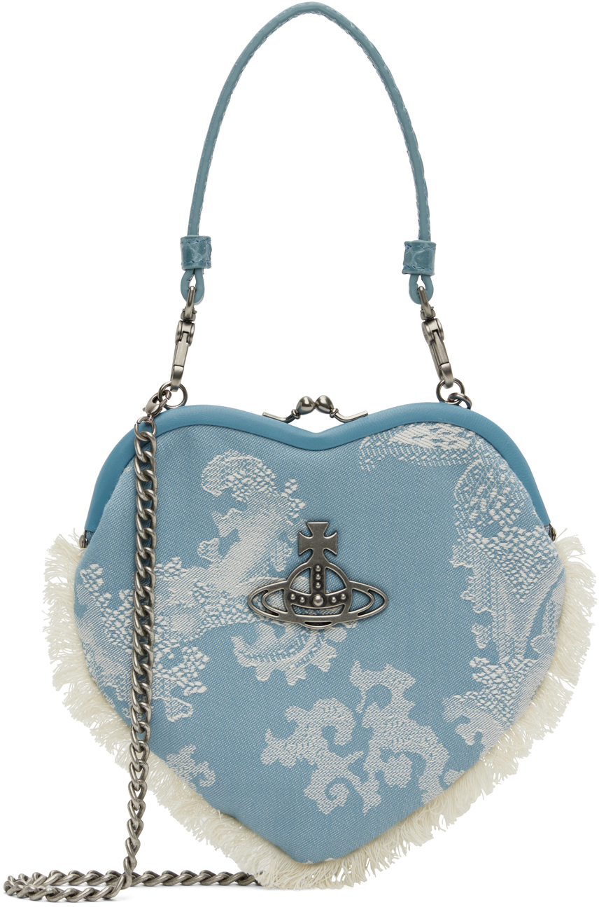 Blue Belle Heart Frame Top Handle Bag
