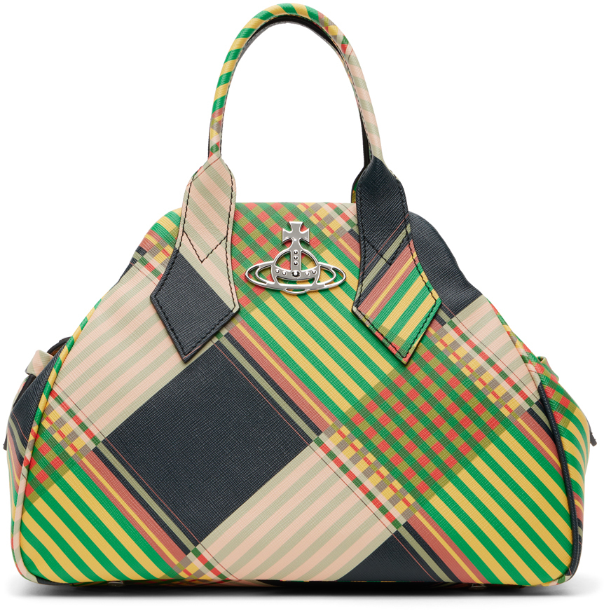 Shop Vivienne Westwood Green Yasmine Medium Bag In O102 Combat Tartan