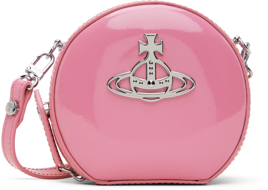 Pink Shiny Mini Round Crossbody Bag