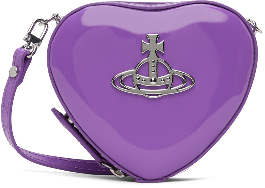Purple Shiny Mini Heart Crossbody Bag