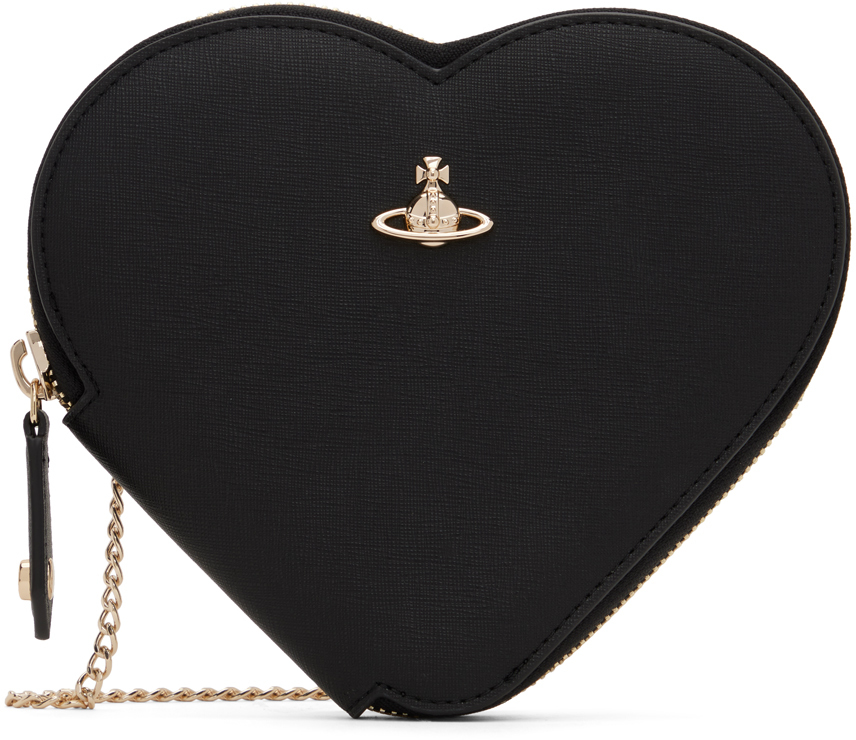 Black Saffiano Heart Crossbody Bag