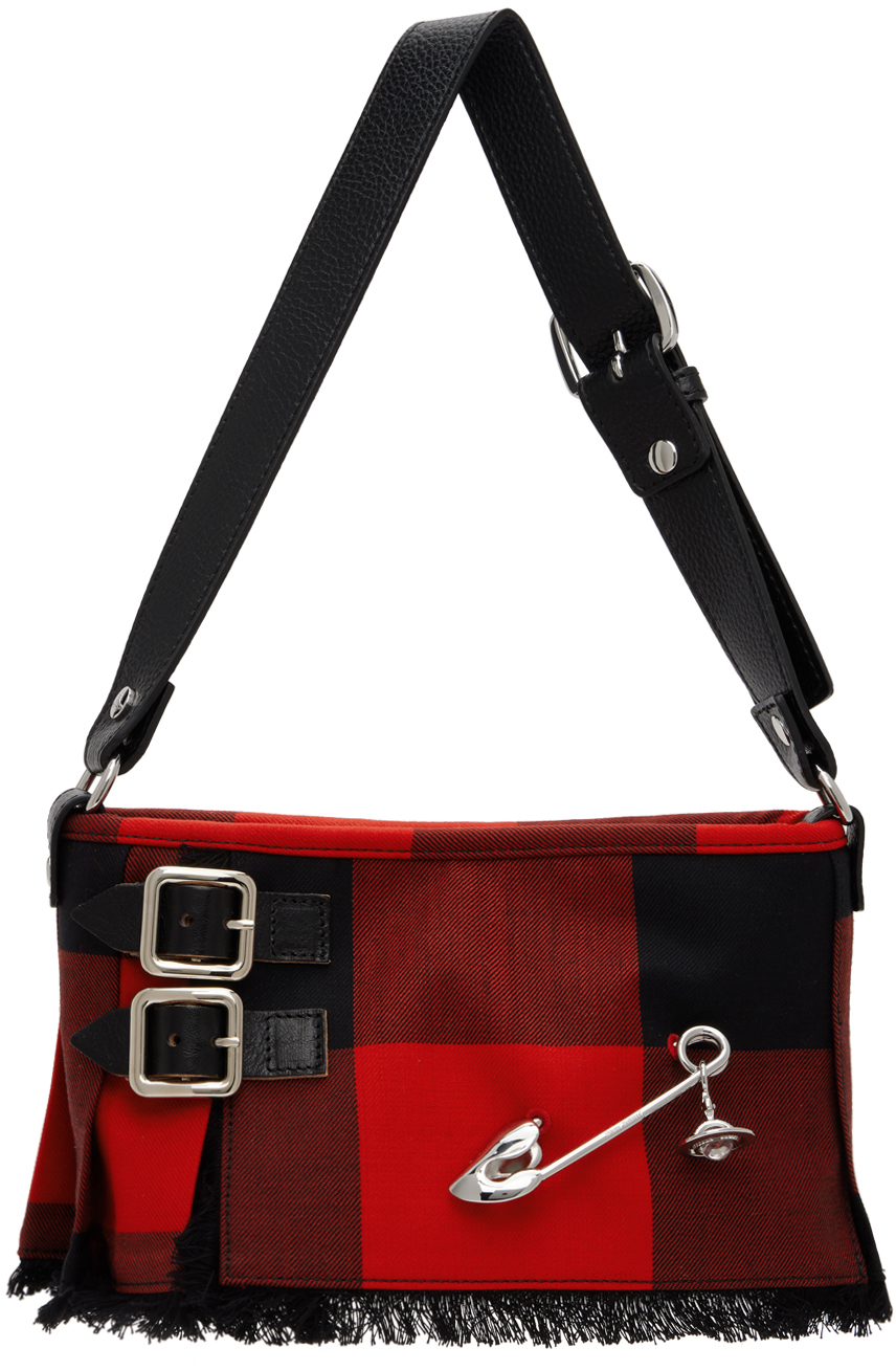 Shop Vivienne Westwood Red & Black Heather Shoulder Bag In H208 Red/black