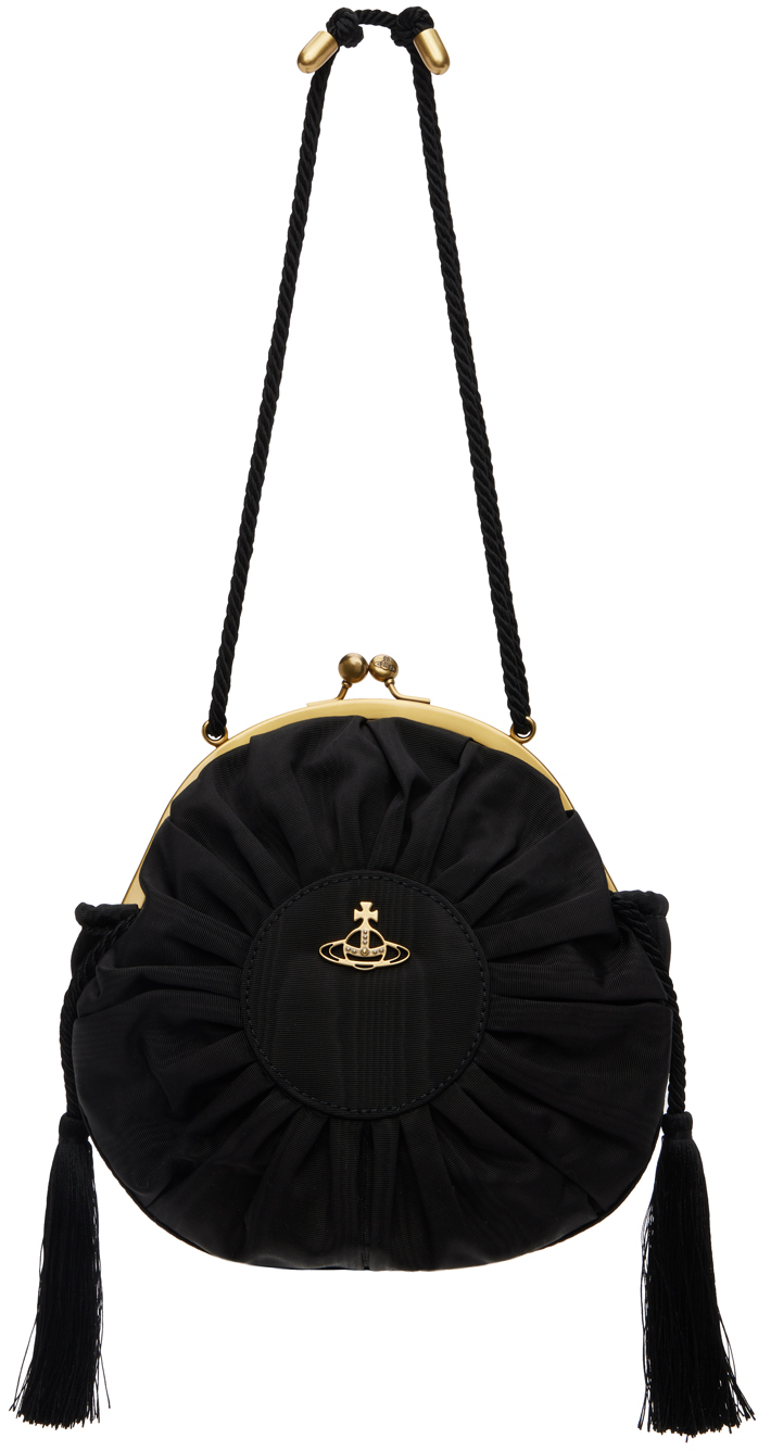 Black Rosie Circle Frame Crossbody Bag