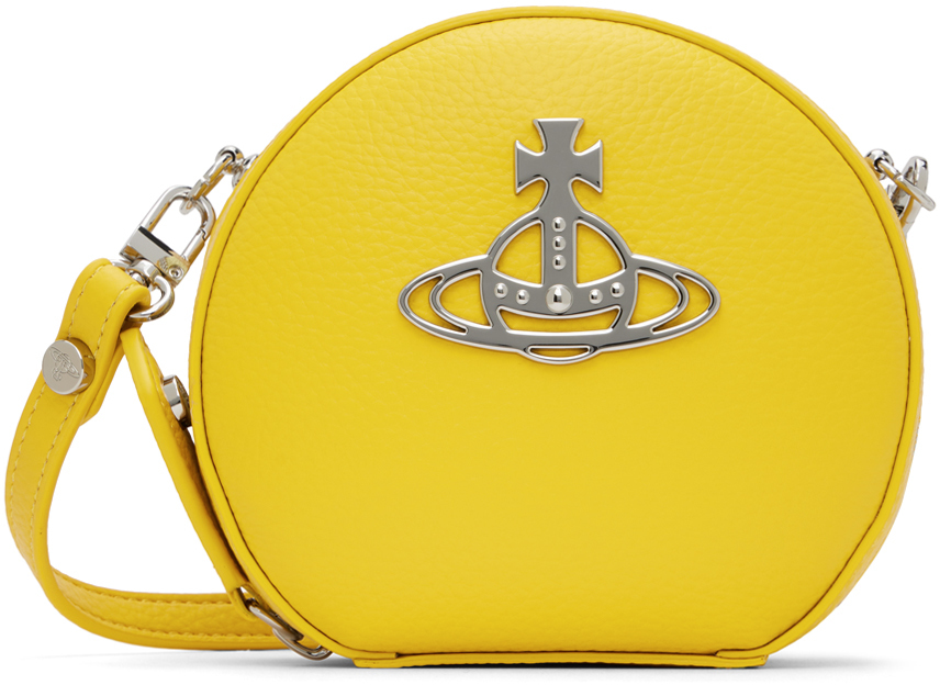 Yellow Re-Vegan Mini Round Crossbody Bag