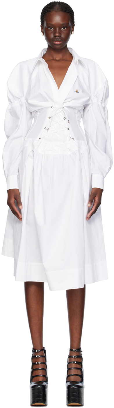 Shop Vivienne Westwood White Kate Midi Dress In A401 White