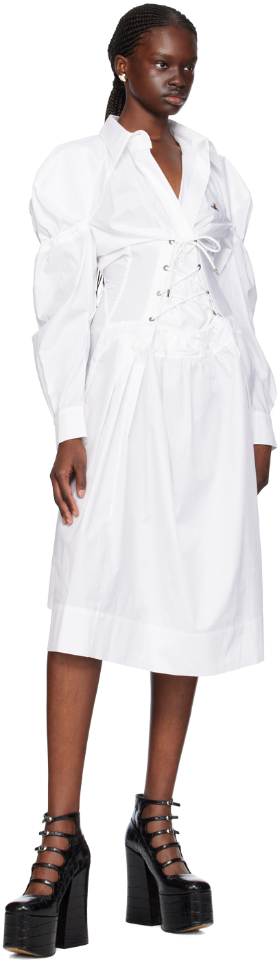 Vivienne Westwood White Kate Midi Dress In A401 White