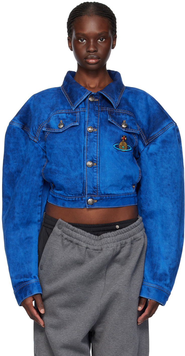 Shop Vivienne Westwood Blue Boxer Denim Jacket In K309 Blue