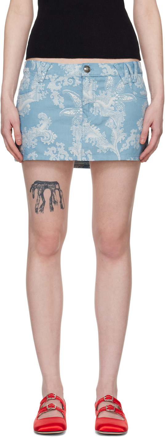 Shop Vivienne Westwood Blue & Off-white Foam Miniskirt In K203 Blue Coral
