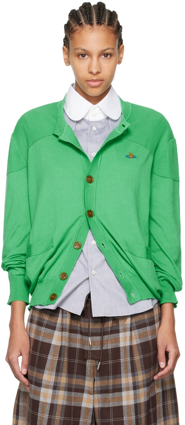 Shop Vivienne Westwood Green Mark Cardigan In M401 Green