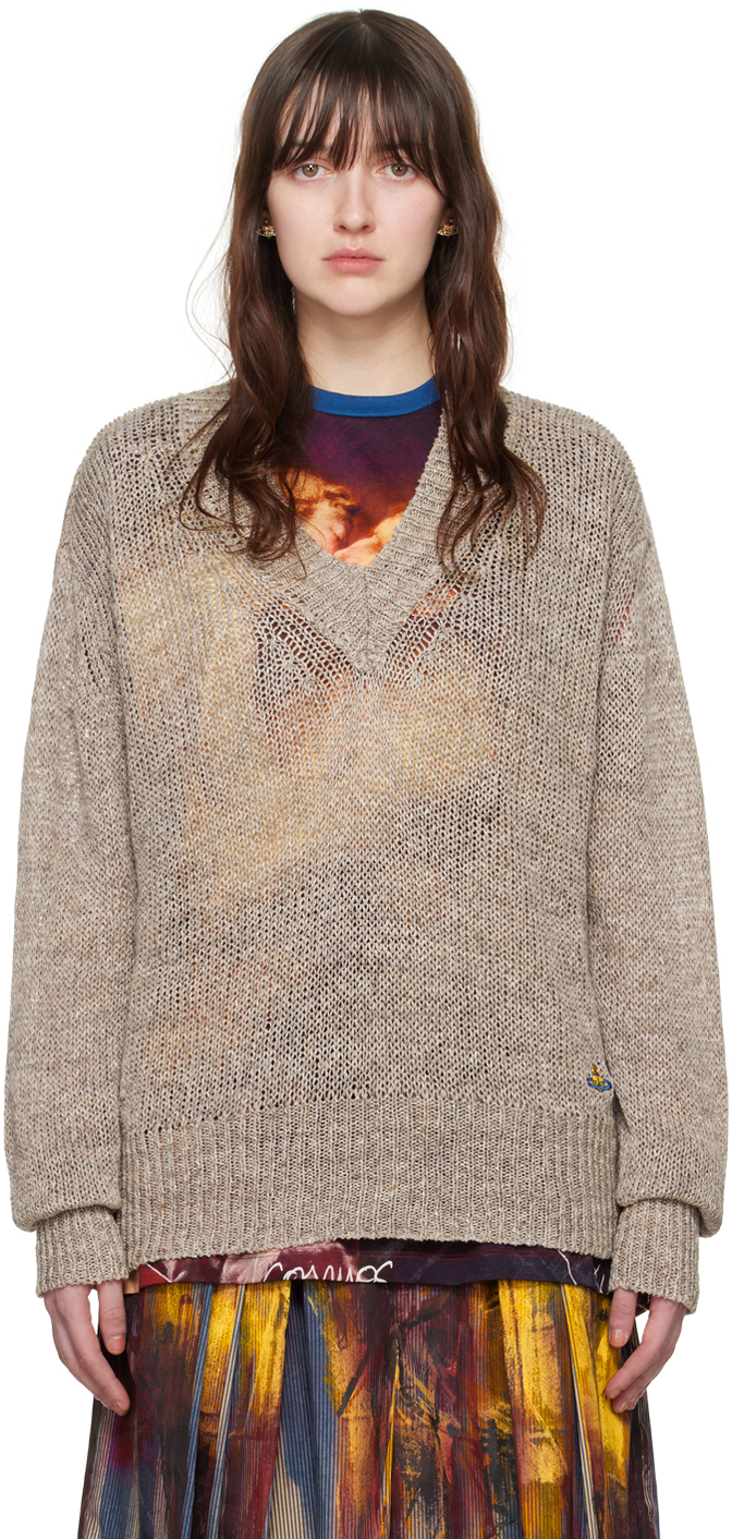 Vivienne Westwood Taupe Alex Sweater In C401 Beige Tweed