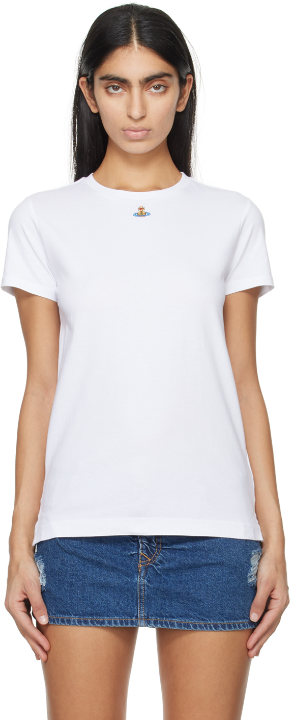 Shop Vivienne Westwood White Orb Peru T-shirt In A401 White