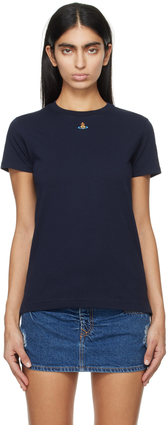 Shop Vivienne Westwood Navy Orb Peru T-shirt In K410 Navy
