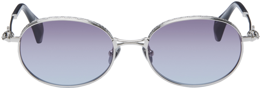 Shop Vivienne Westwood Silver Oval Sunglasses In 867
