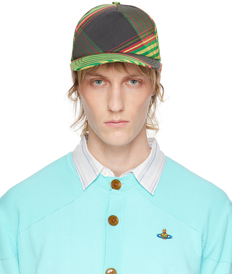 Shop Vivienne Westwood Multicolor Embroidered Cap In Combat Tartan