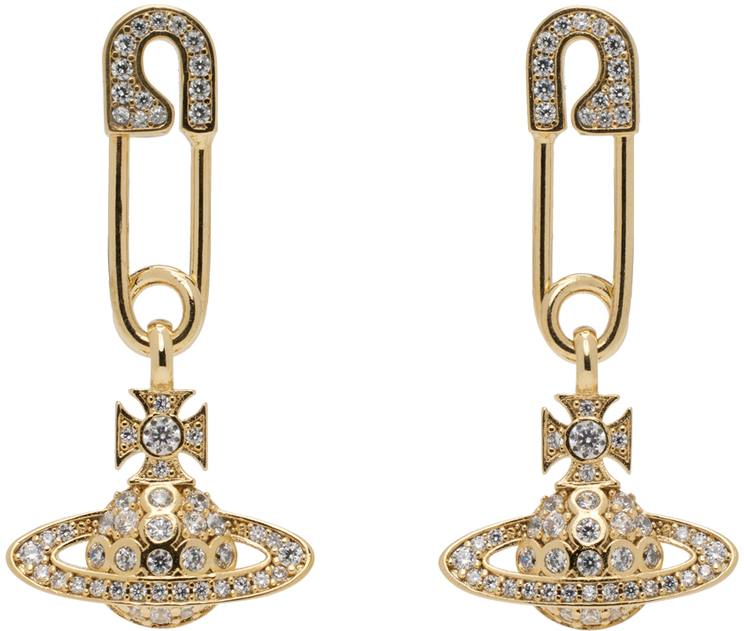 Shop Vivienne Westwood Gold Lucrece Earrings In Gold White Cz