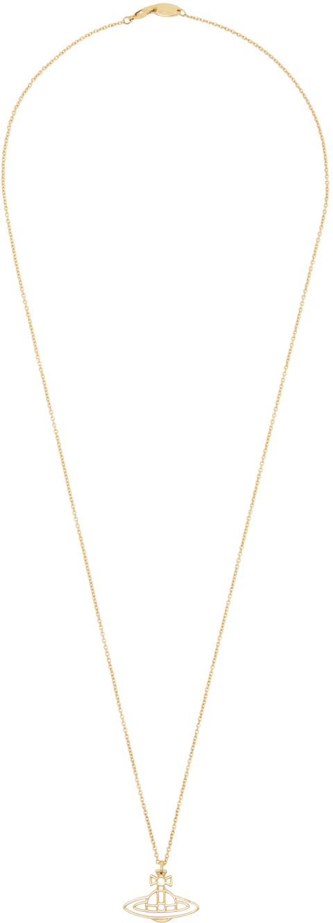 Shop Vivienne Westwood Gold Thin Lines Flat Orb Necklace