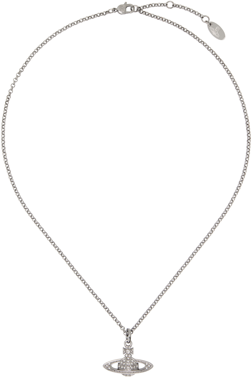 Vivienne Westwood: Gunmetal Mini Bas Relief Pendant Necklace | SSENSE