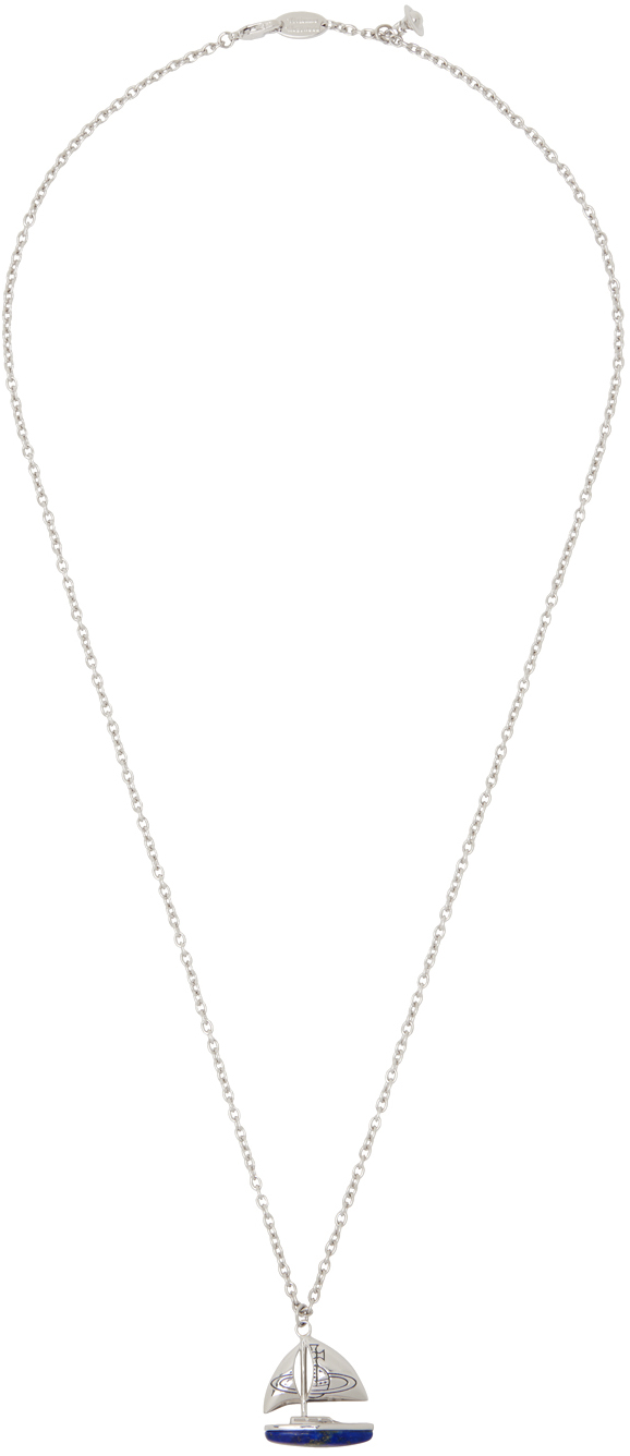 Shop Vivienne Westwood Silver Wadim Boat Pendant Necklace In Platinum