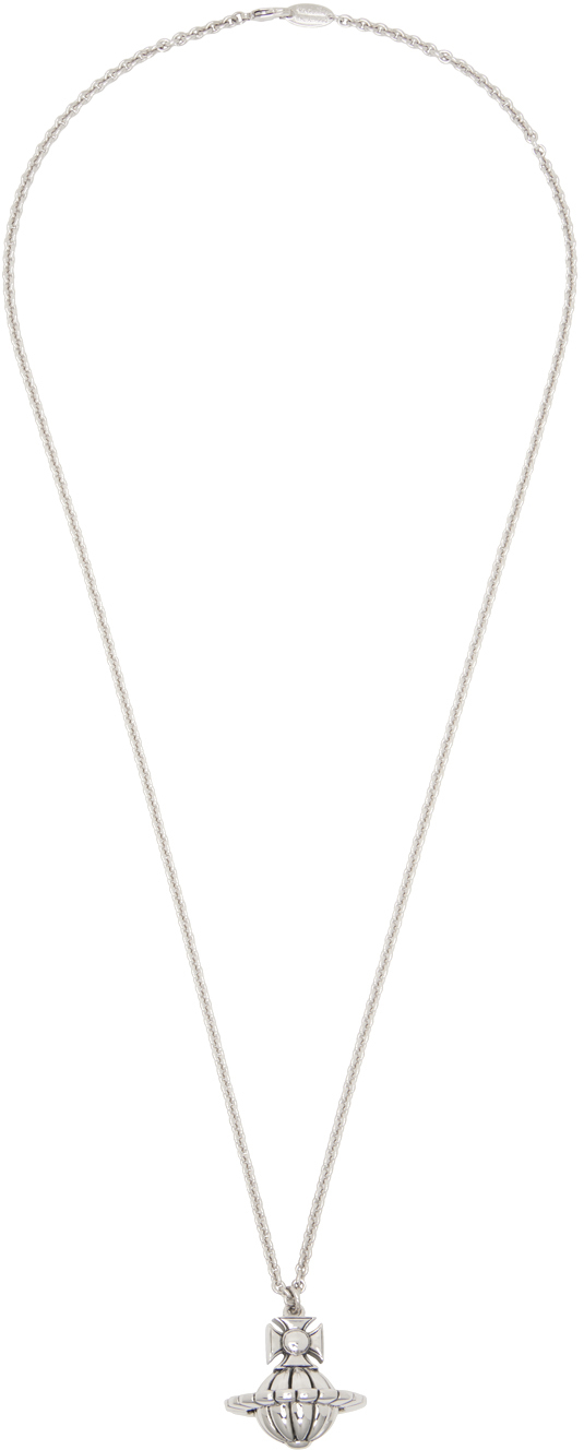 Shop Vivienne Westwood Silver Denver Orb Pendant Necklace In Platinum