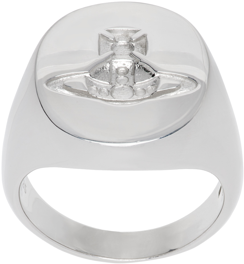 Shop Vivienne Westwood Silver Seal Ring In Rhodium (925)