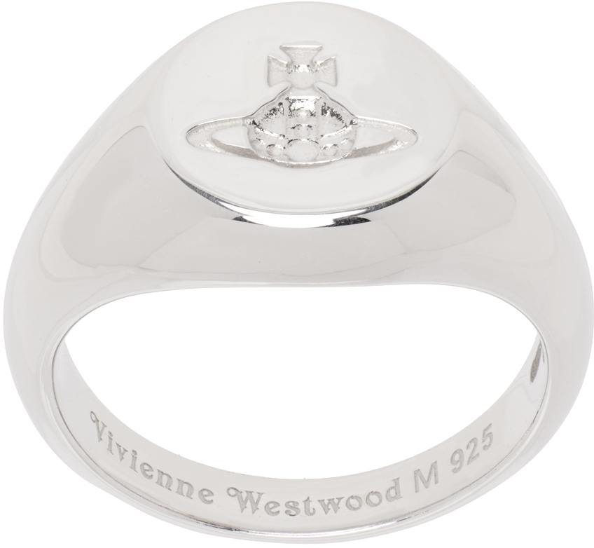 Vivienne Westwood Silver Sigillo Ring In Rhodium (925)