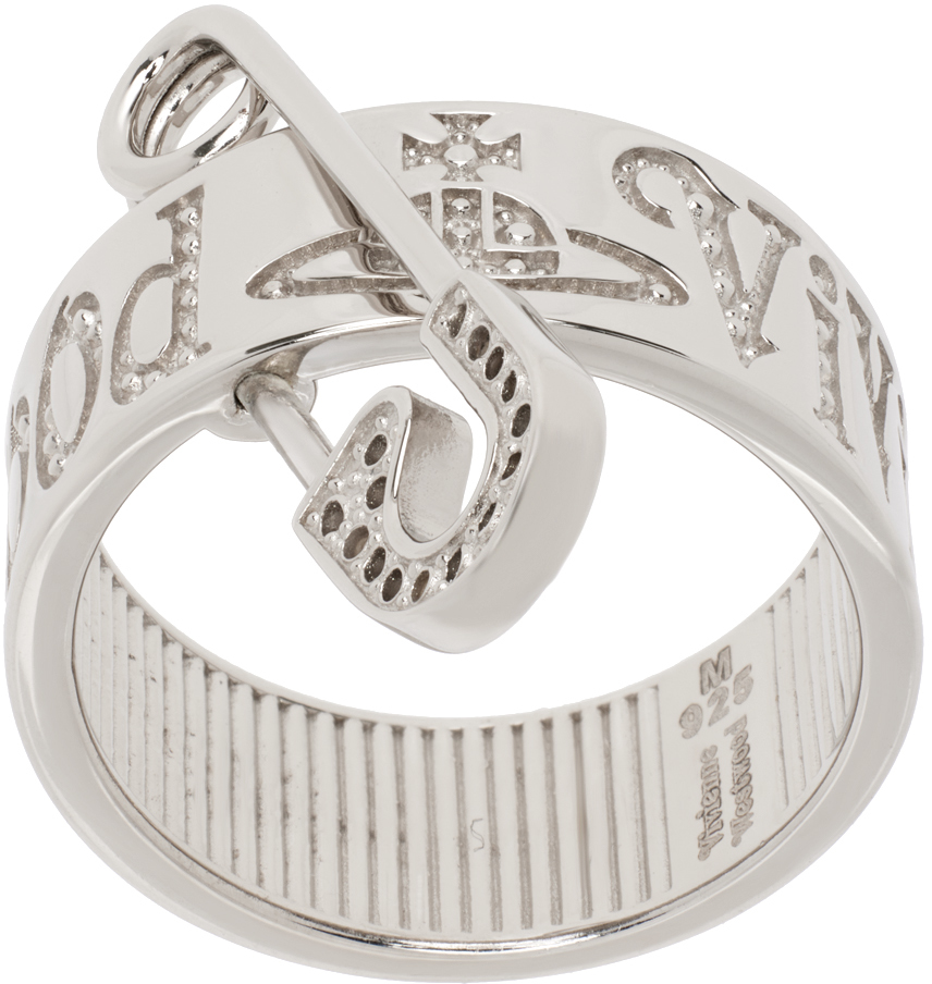 Vivienne Westwood Silver Vernon Ring In Platinum
