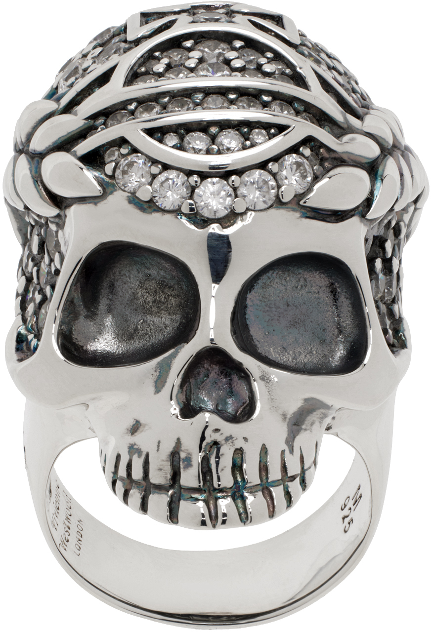 Shop Vivienne Westwood Silver Skull Ring In Oxi Silver