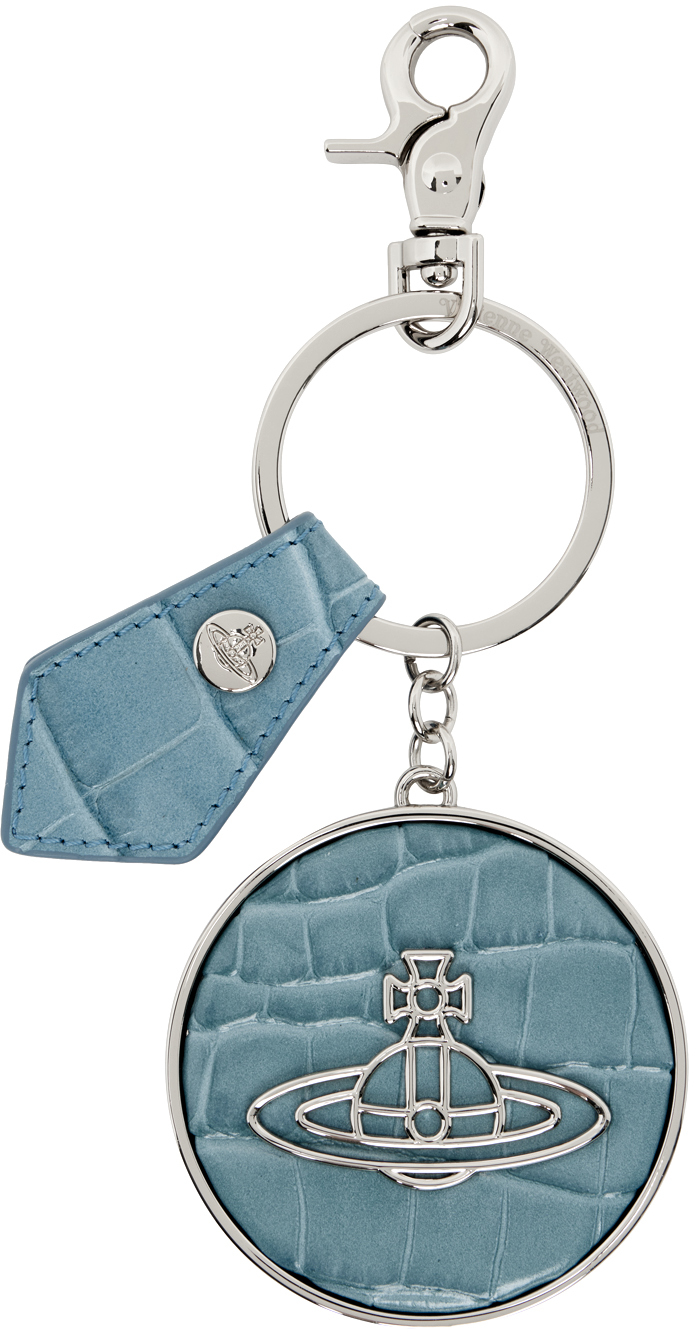 Silver & Blue Embossed Orb Keychain
