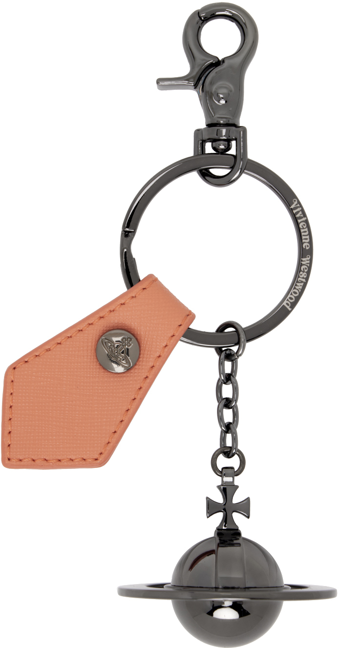 Vivienne Westwood Gunmetal 3d Orb Keychain In Black